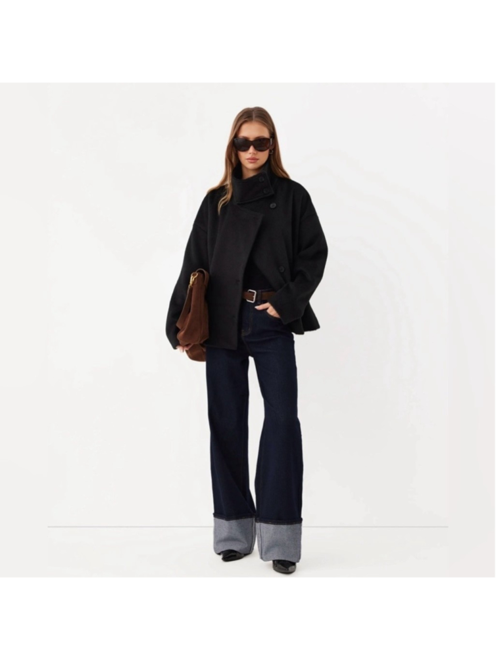 Cider WOOL-LOOK FUNNEL NECK LONG SLEEVE OVERSIZED JACKET CM6-7 XL